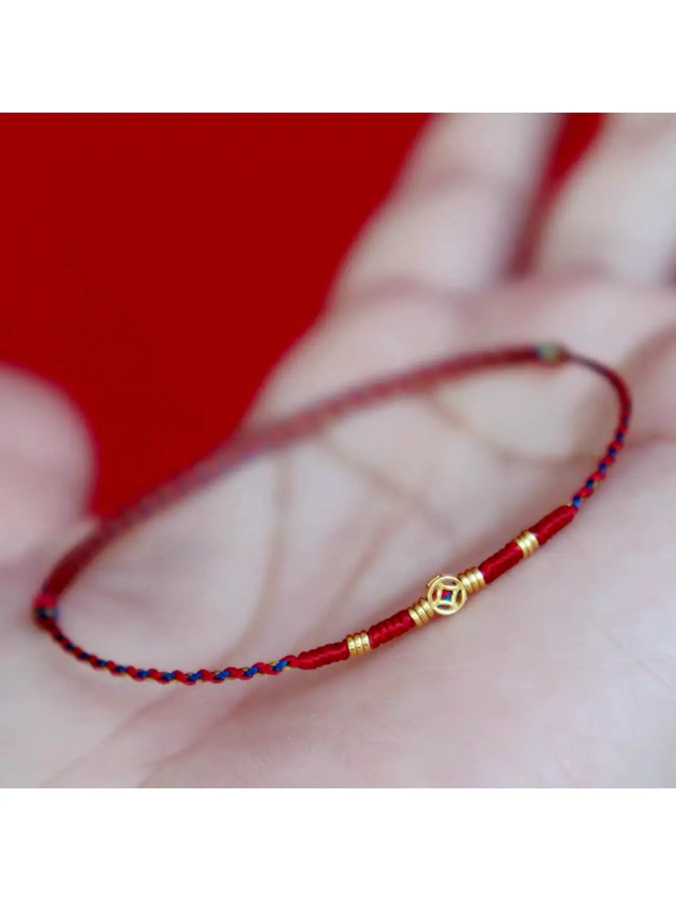 Adjustable Dunhuang Color Copper Coin Jewelry Bracelet Zodiac Luck Bead Ultra Thin Couple Bracelet for Year of Birth