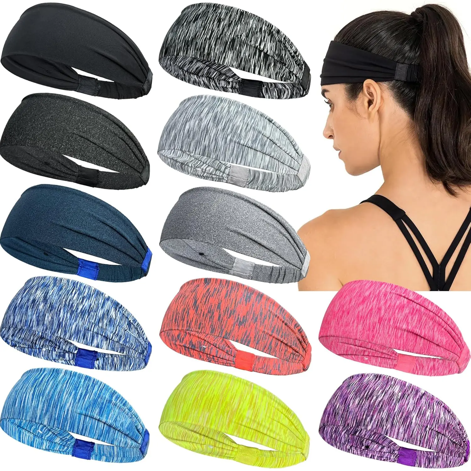 outdoor sports CÉLLOT 12 Pack Mens Running Headband,Womens Sweatband Sports Headband for Running,Cycling,Basketball,Yoga,Fitness Workout Stretchy Unisex Hairband