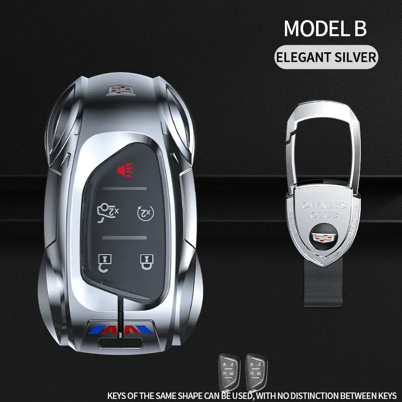 Racing Car Shaped Zinc Alloy Key Protective Shell cubierta de control remoto accesorios para llavero,For Cadillac Lyriq GT4 XT4 XT5 XT6 CT4 CT5 Premium Vehicle Key Fob Protector, Avoid Surface Scuffs And Crash Damage Practical Auto Accessories
