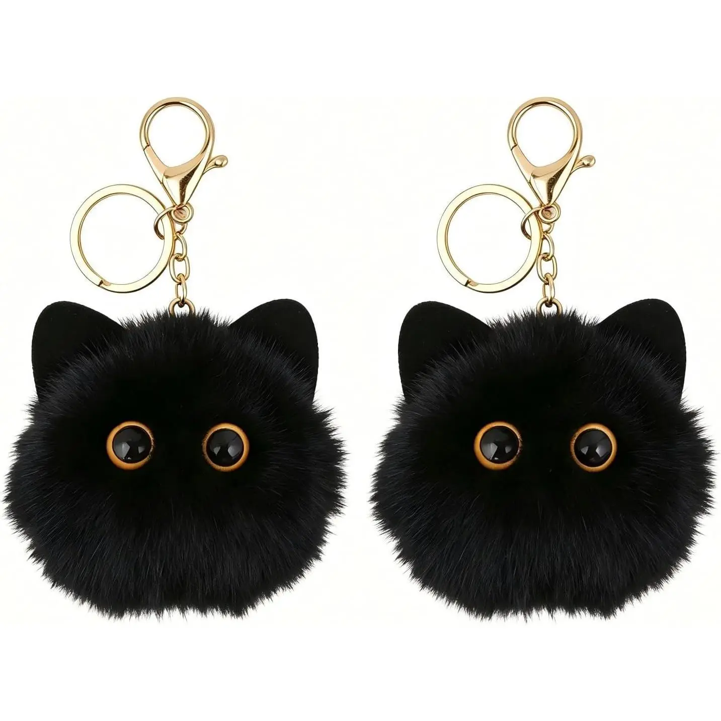 Fluffy Cat Keychain for Women, Kawaii Bag Charm, Soft Plush Kitten Key Ring, Birthday Christmas Gift for Cat Lovers