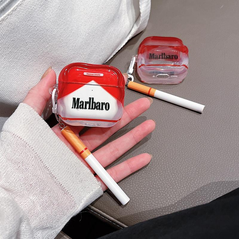 Creative Marlboro AirPods Case with Charm, Anti-Drop Protective