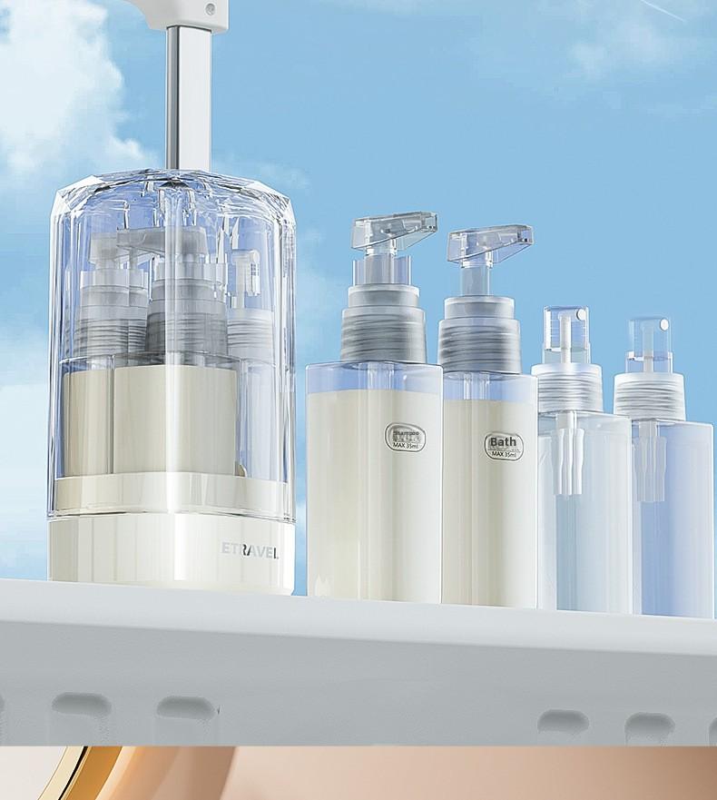 4-in-1 Travel Dispenser Bottle for Toiletries Portable Cosmetic Shampoo Storage Lotion Compact Plastic Container Wholesale Easy Press Smooth Flow