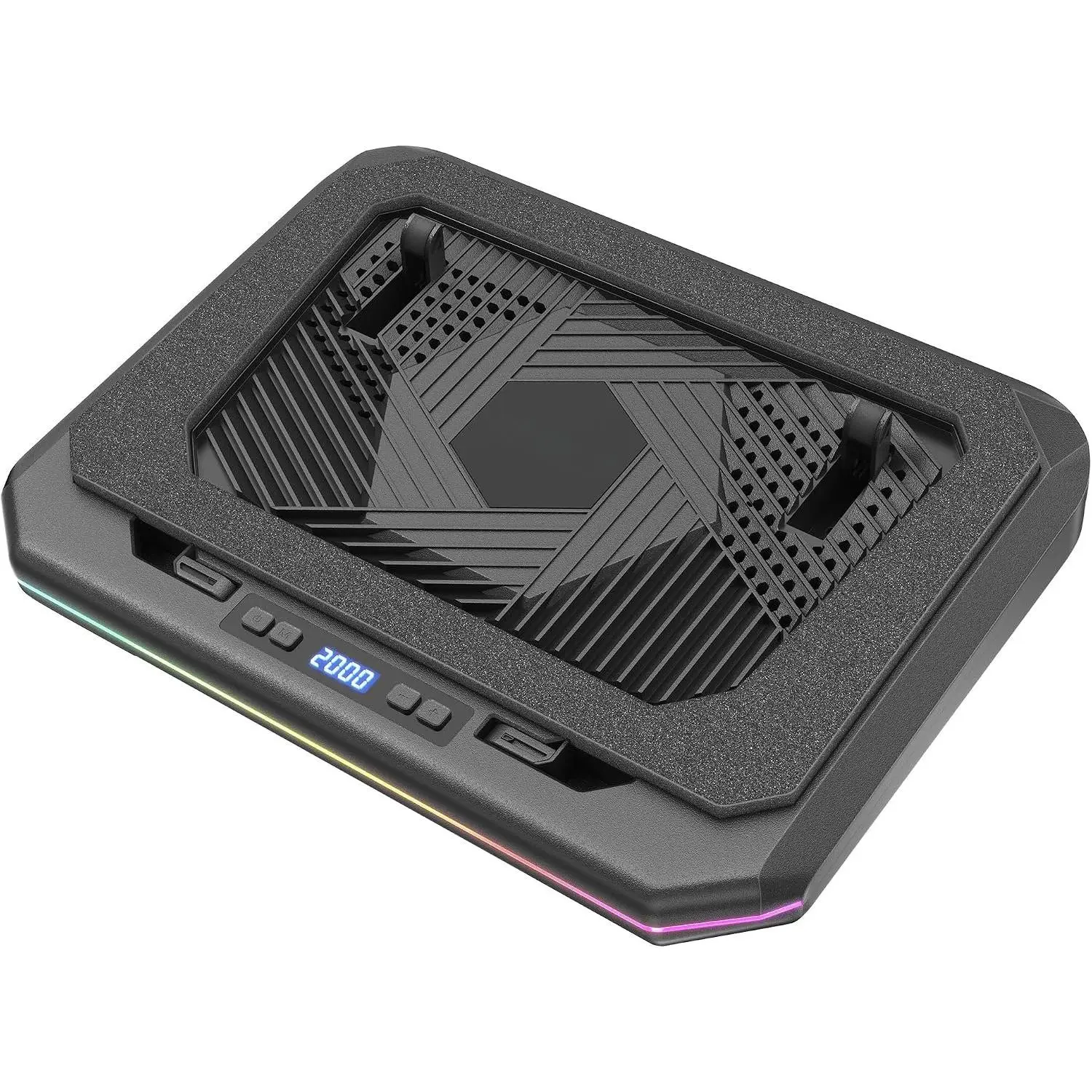 Laptop Cooling Pad, Quiet Turbo Fan Laptop Cooler for 12-19 Inch Gaming Laptop and MacBook, Height Adjustable Laptop Cooling Stand with RGB Light, Sealed Airflow Cooler Pad, USB