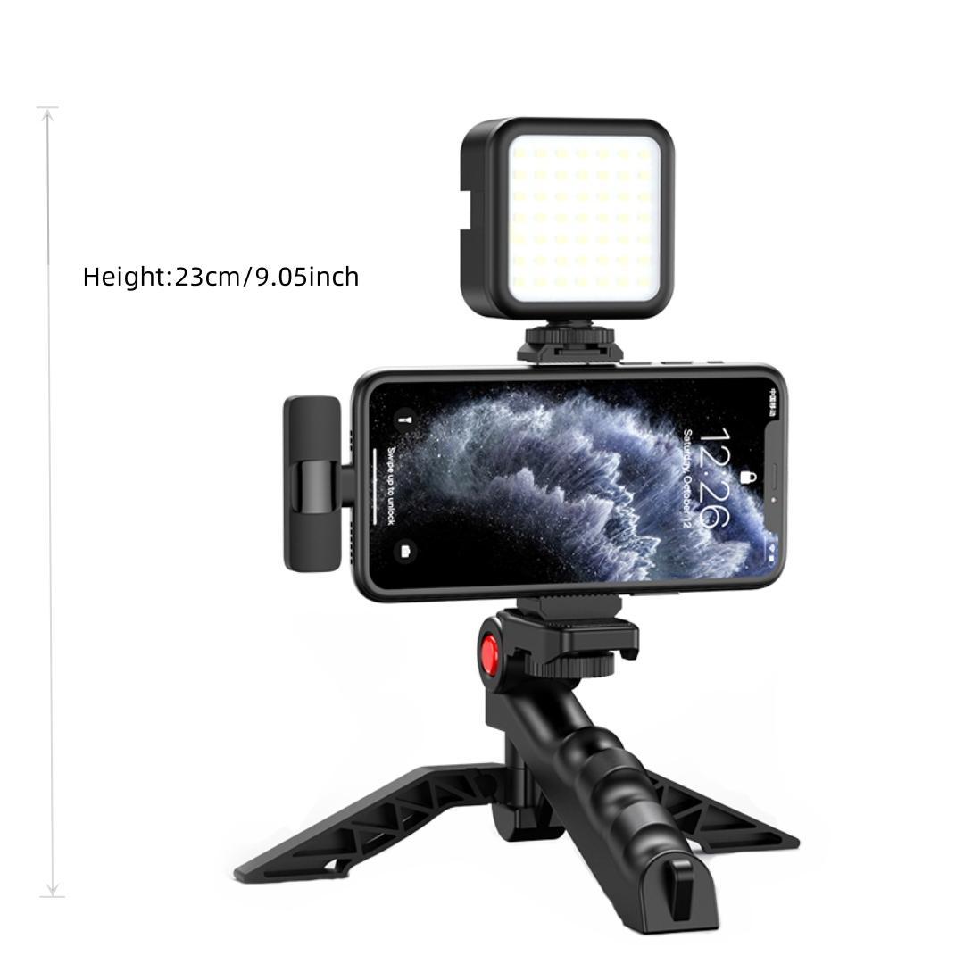 Smartphone Video Kit with Wireless Microphone, Condenser Recording Mic, Video Vlog Kit with Rechargeable Wireless Mic, LED Fill Light & More, Suitable for iPhone, Android, Camera, Tiktok, YouTube, Shooting, Vlogging & Live Streaming