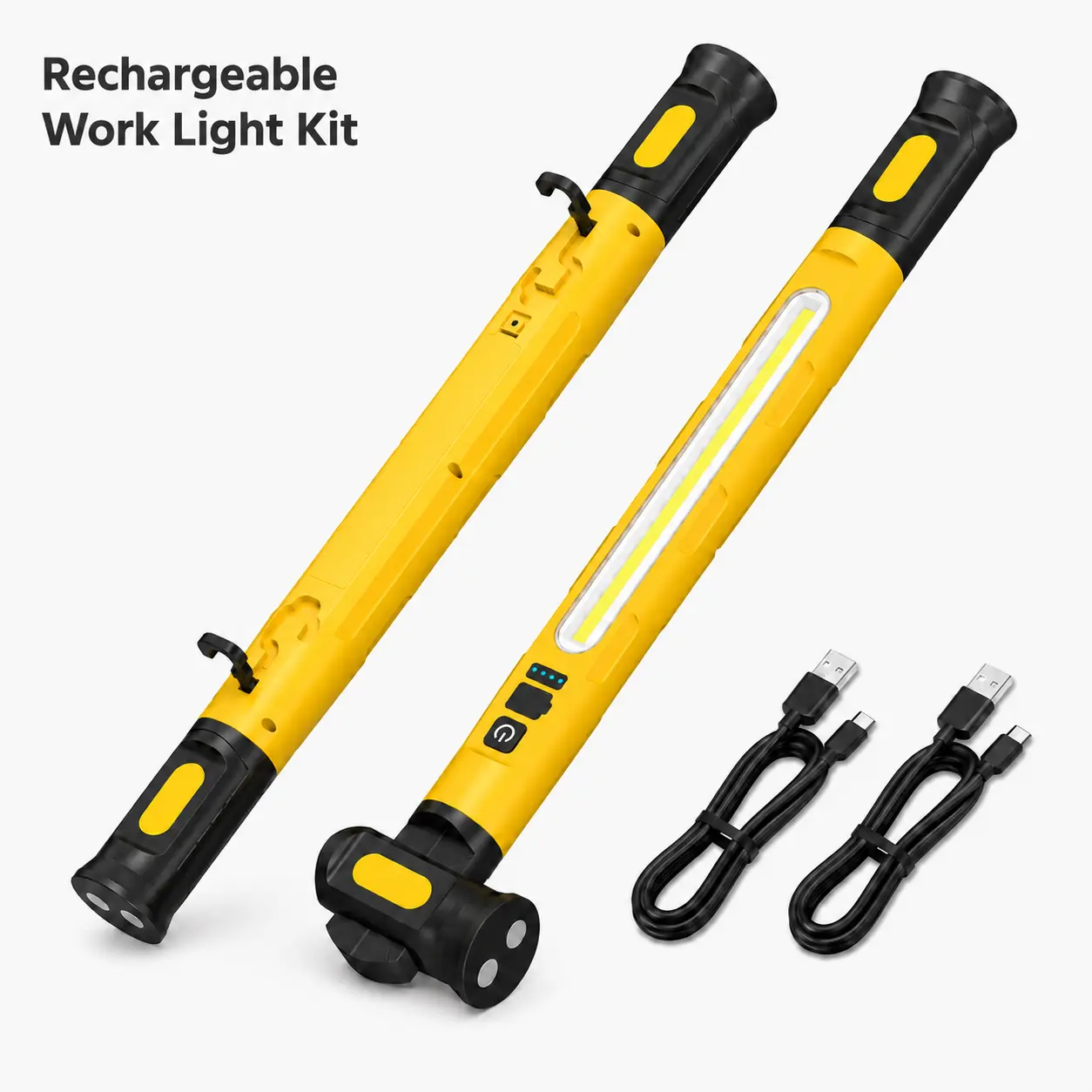 Work Light Bar (5 Light Modes), 3000LM LED Magnetic Light Bar with Hooks, 5200mAh Cordless Rechargeable Hood Light, Single Pack, Ideal for Mechanic, Car Repair & Garage Use Led Flashlight Stick High Lumen Brightness