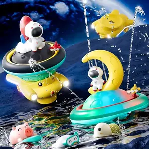 Bath Time Fun with Moon Astronaut Sprinkler Ball, Rotating Light-Up Music Toy, Perfect for Kids' Bathroom Playtime