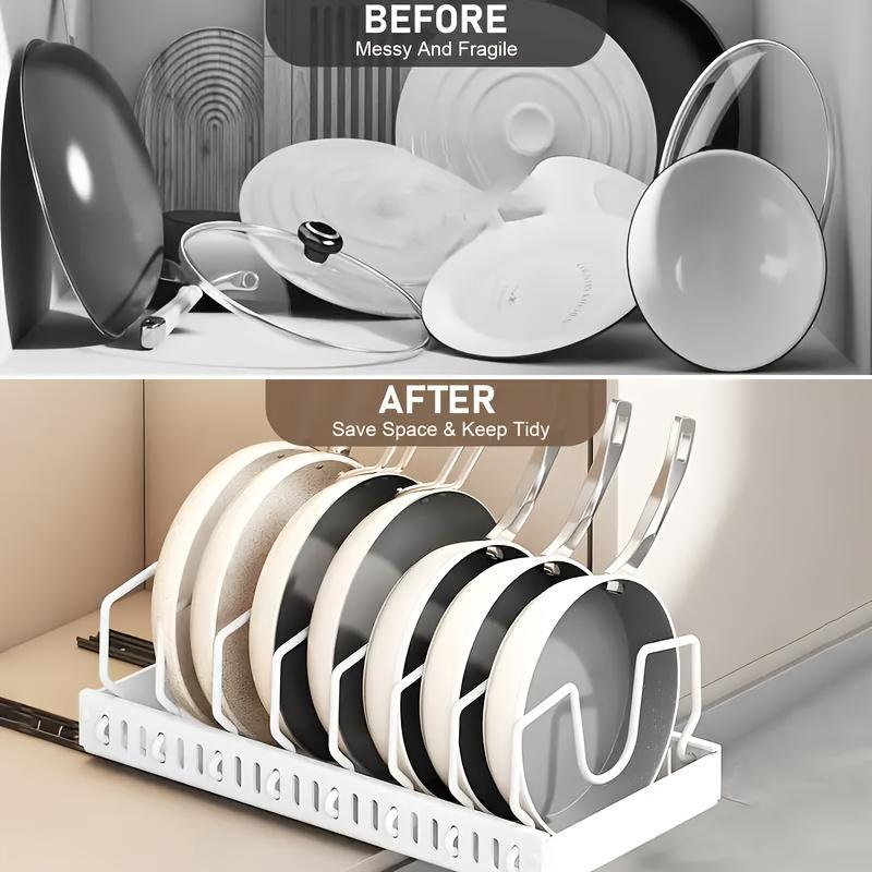 2pcs Kitchen Pull-out Cabinet Storage Box, Cabinet Pot Storage Box, And Storage Cabinet, with 8 Adjustable Dividers And Multifunctional Drawer Organizer, Suitable for Food Storage Rooms, Bathrooms, And Bedrooms