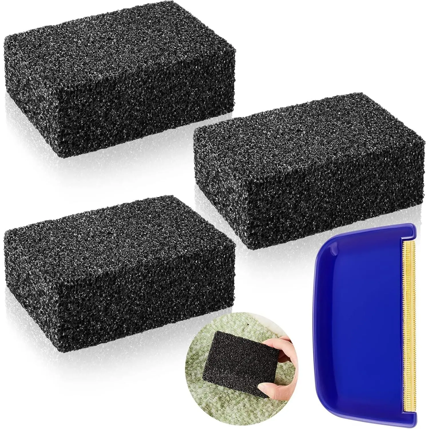 3 count Sweater  Remover Defuzzer, Lint Fuzz Stone, Black | Pumice Block Removes Pilling from Knitwear  Cashmere, Includes Storage Case, 3.9 X 2.8 X 1.6 in