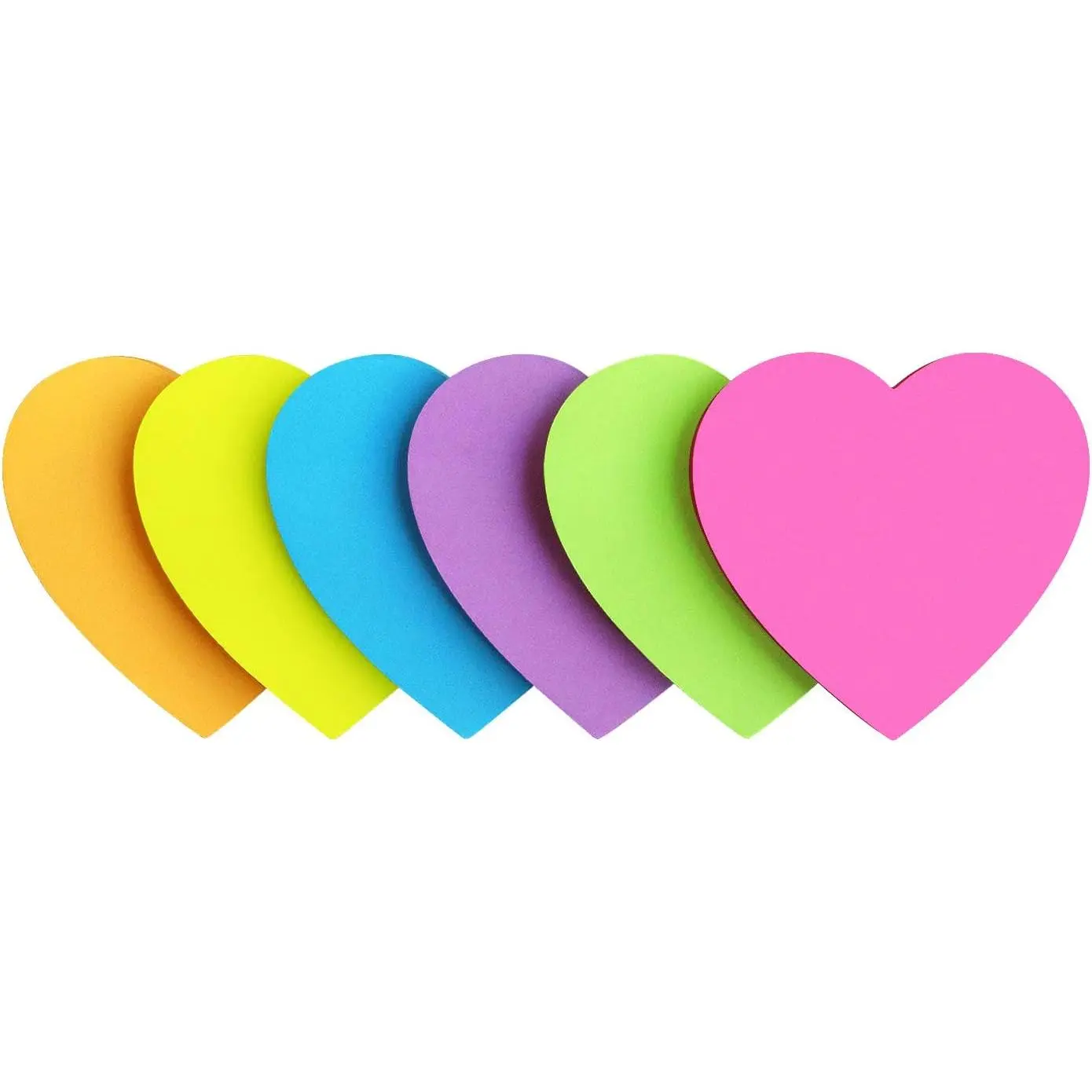 Heart Shape Sticky Notes 6 Bright Colors, 450 Sheets | Cute Heart Self-Sticky Note Pads, 6 Bright  Colors Sticky Notes for Office, School, Family