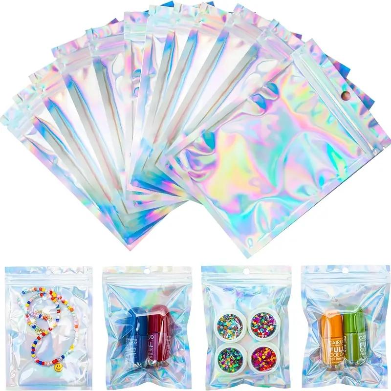100pcs Holographic Resealable Mylar Bags Ziplock Candy Suger Tee Jewelry Beauty Storage Bag 100pcs Holographic Resealable Mylar Bags Ziplock Candy Suger Tee Jewelry Beauty Storage Bag