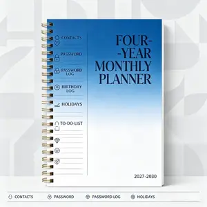 2027-2030 Monthly Planner/Calendar - January 2027 to December 2030, 4-Year Monthly Planner, Blue and White Gradient Cover Design Notebook, Yearly Calendar Planning, Monthly Tabs, 48-Month Calendar, 5.5 x 8.3 Inches Thick Paper, Elastic Cover, Durable Doub