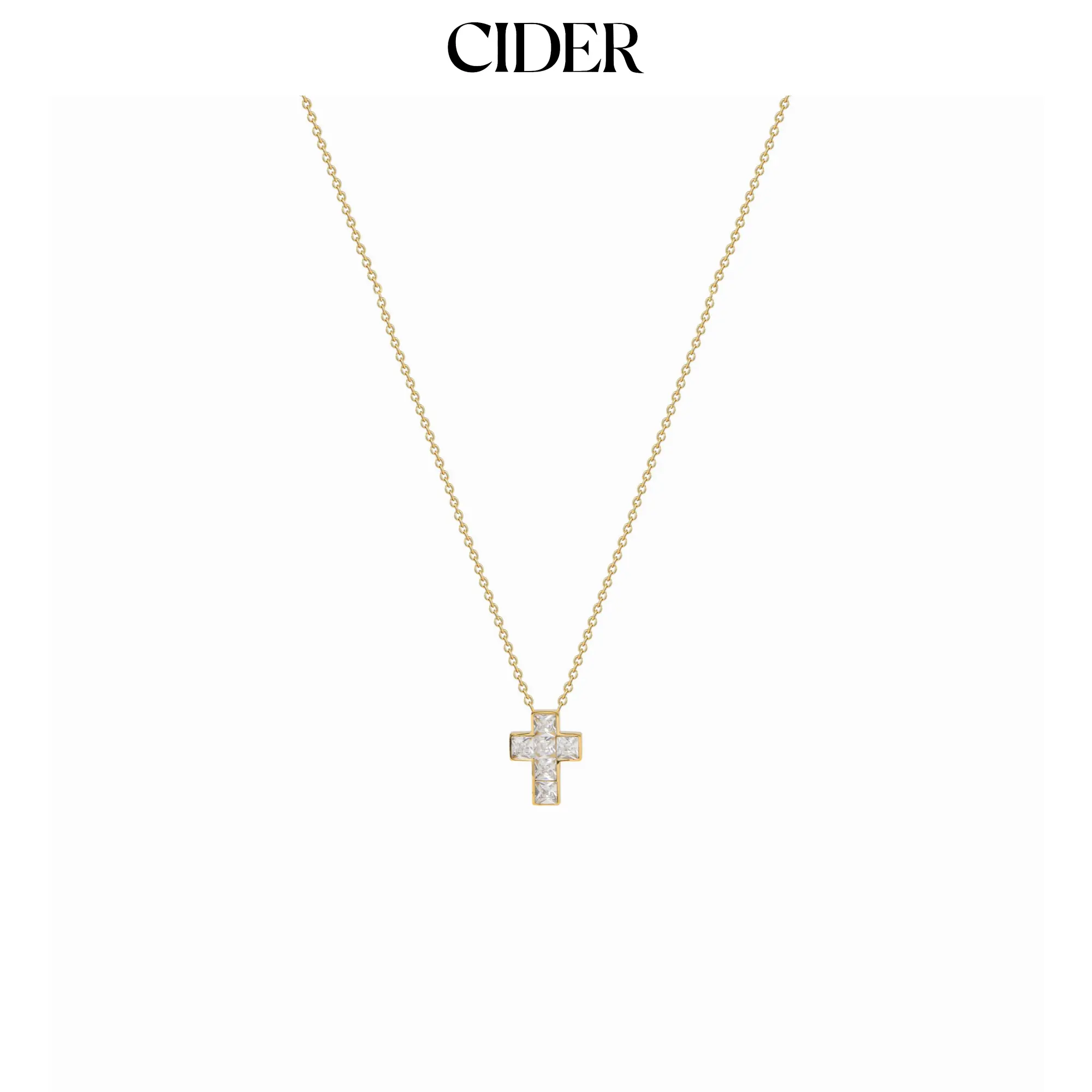 Cider STAINLESS STEEL RHINESTONE DECOR CROSS NECKLACE