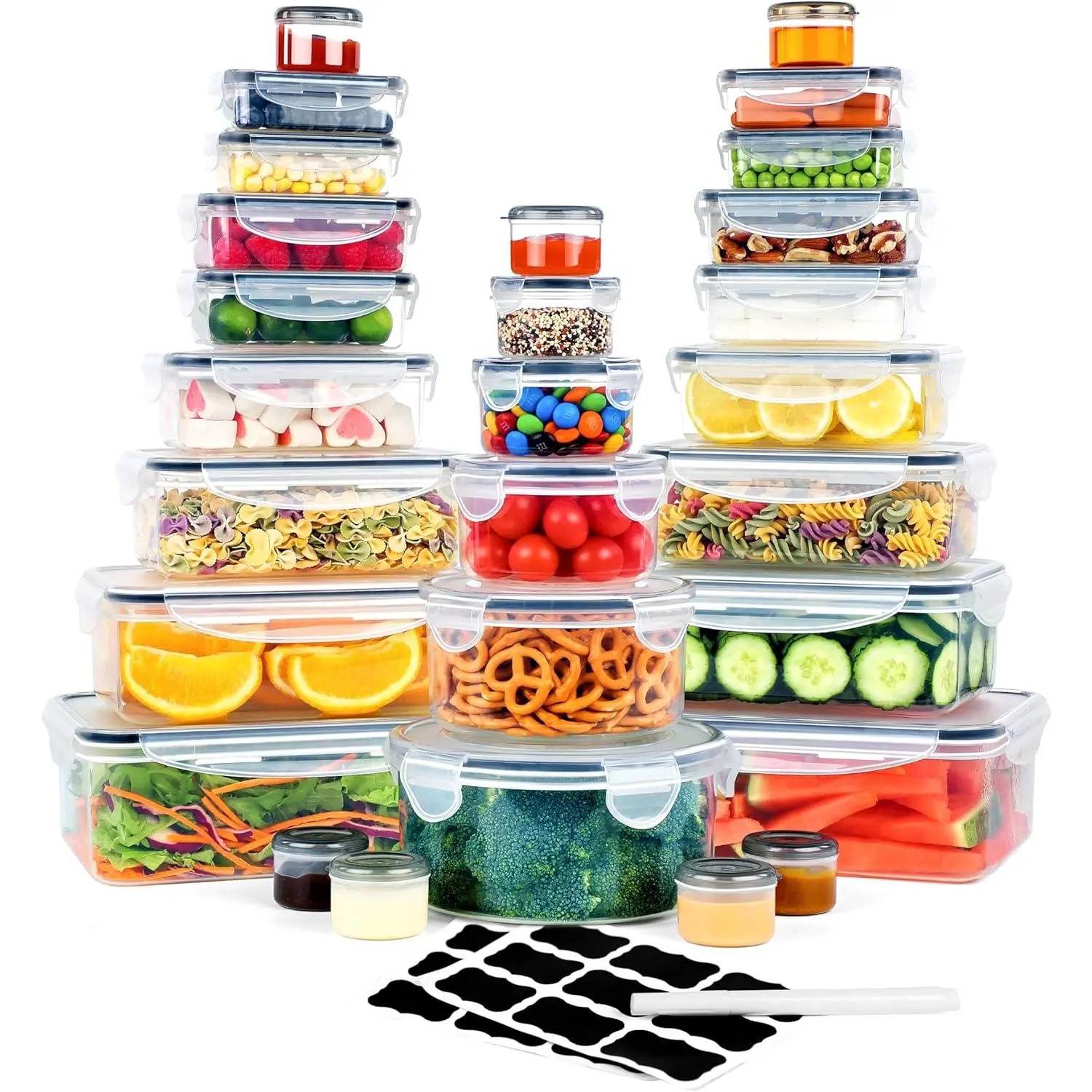 56 Pcs Large Food Storage Containers Set with Lids (28 Containers + 28 Lids), Airtight Plastic Storage Containers for Pantry & Kitchen Organization, BPA-Free, Leak-Proof