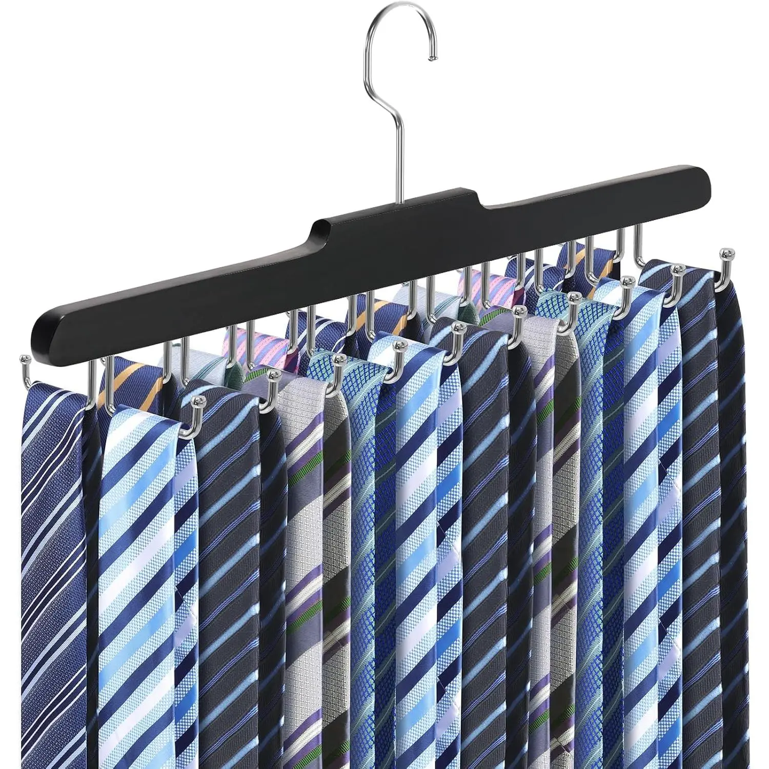 Tie Rack Hanger for Closet, Upgraded Tie Holder Organizer for Men, Black | Non Slip  Tie Organizer with 20 Foldable Hooks, Belt Hanger Space Saving, Fits for  Tops Bras Cami Scarves