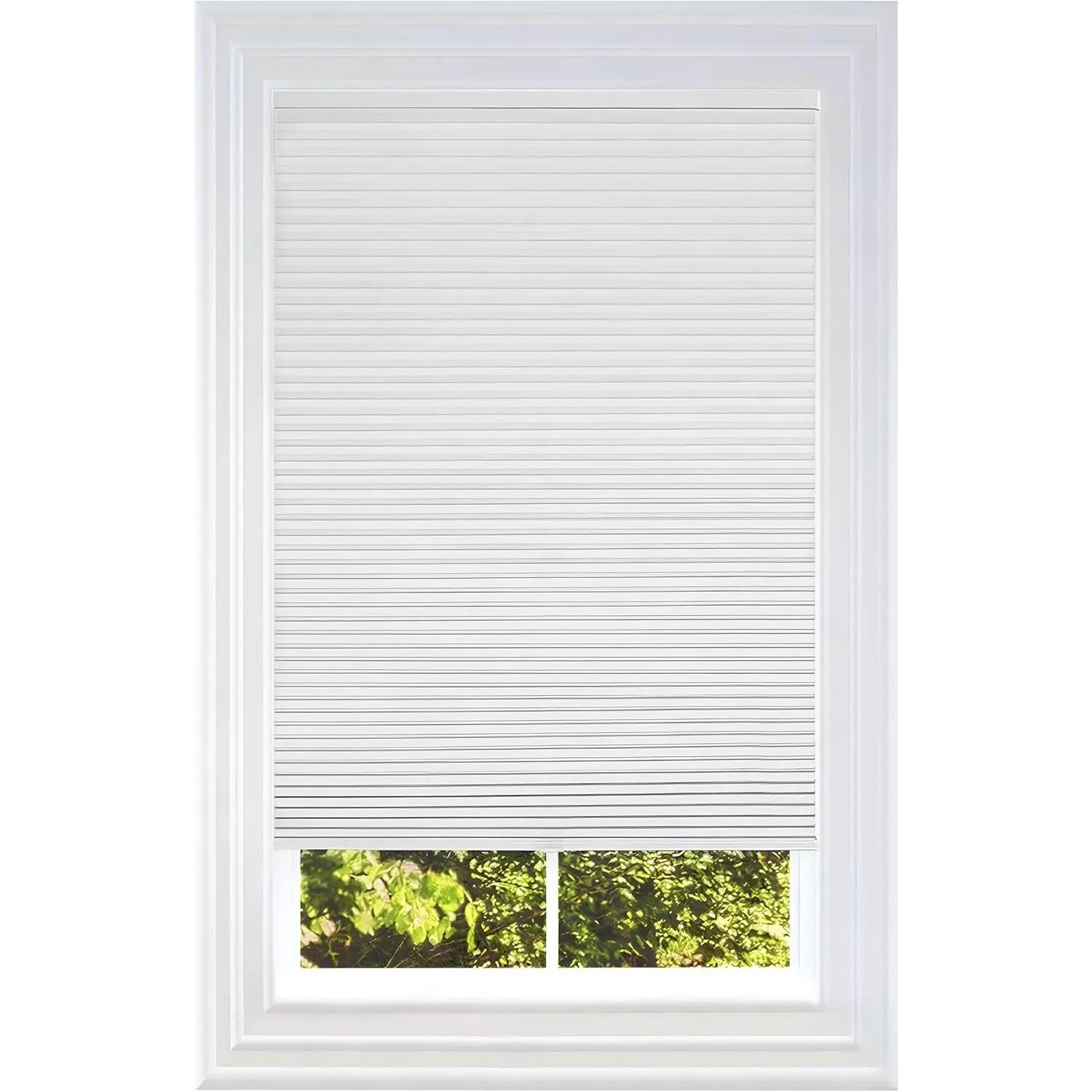 Cellular Honeycomb Cordless Polyester Shade, 9/16" Pleat-Size Single Cell Fabric, Blackout, Color: White, Customize to Widths Between 48"-72" Wide