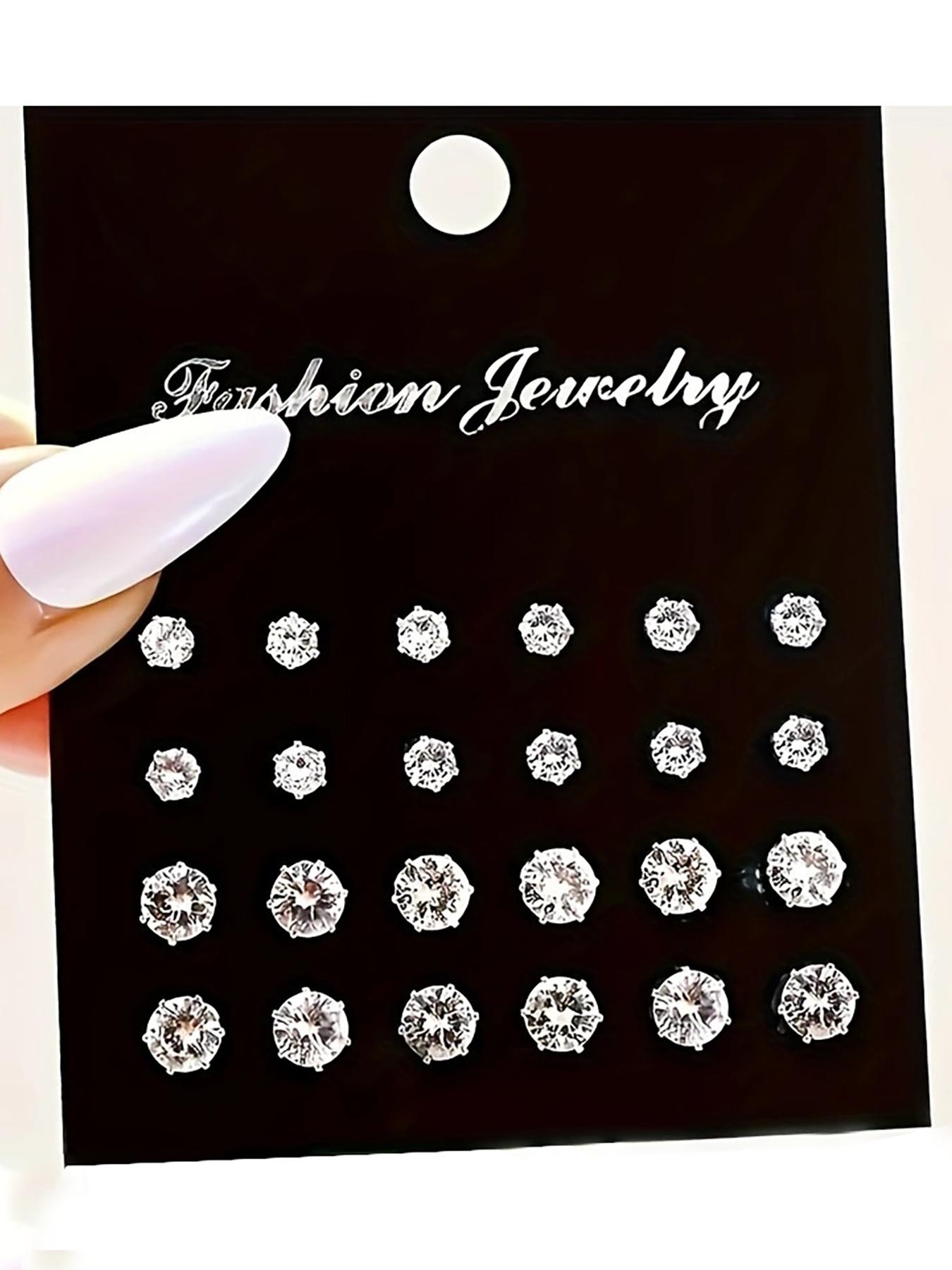 Simple Round & Square Shaped Rhinestone Earrings, Square Stud Earrings, Fashion Jewelry for Party, Daily Clothing Decor, Trendy All-match & Exquisite Jewelry for Birthday Gift, Ear Studs