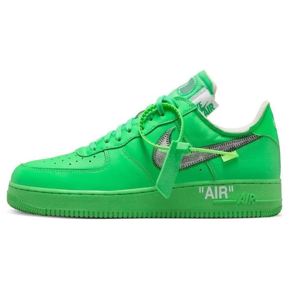 Off-White x Nike Air Force 1 Green Low-Top Sneakers for Men and Women Verifiable, with credentials and supporting global authentication