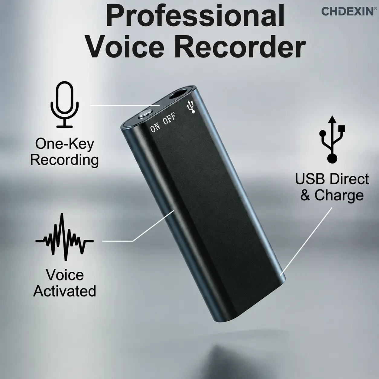CHDEXIN Professional Voice Activated Digital Recorder| 8GB HD Noise Reduction Audio Recorder| Ultra-Thin Portable Recording Pen For Meetings & Interviews