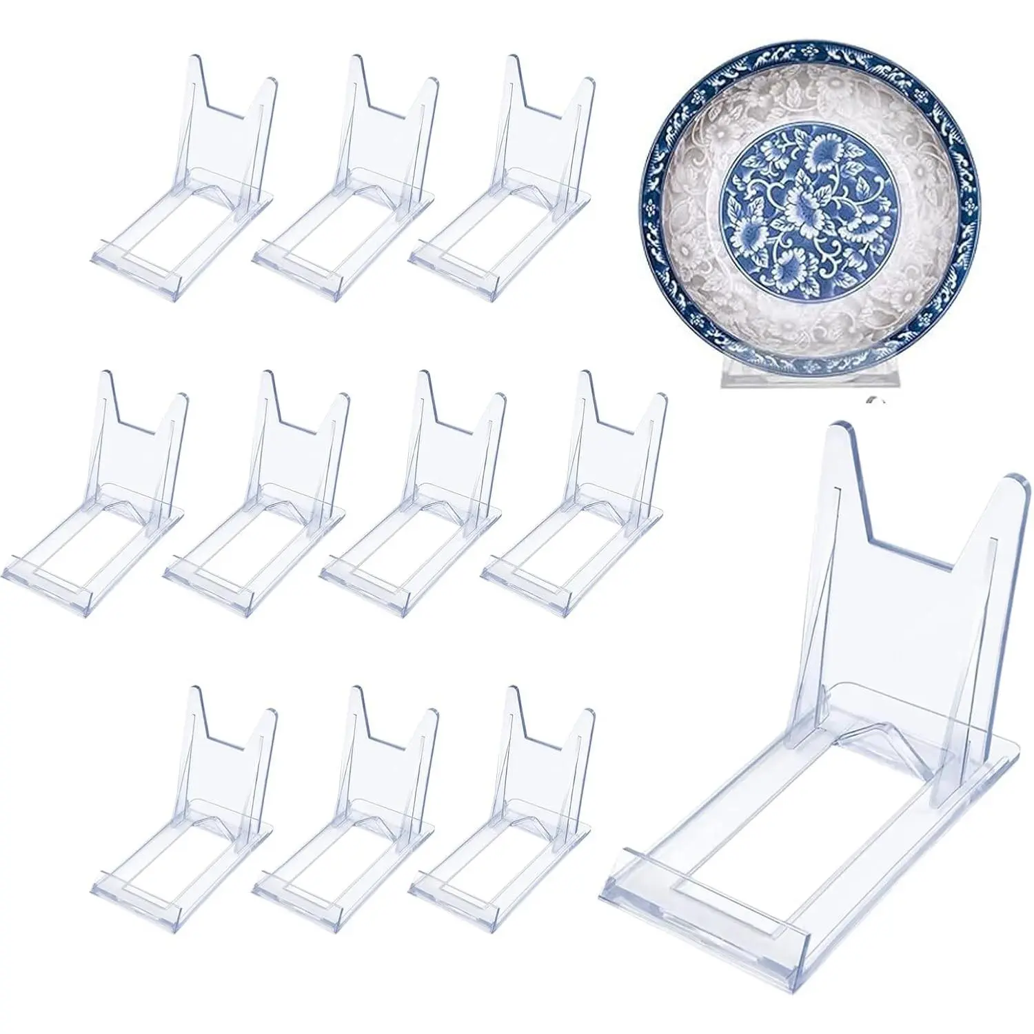 Plate Stands,Plate Stand Plastic Stand Adjustable Decorative Plate Holder Plate Stand Decorative Stand for Display Pictures or Plate , Office Supplies Festival Party Decoration(12 Pieces)