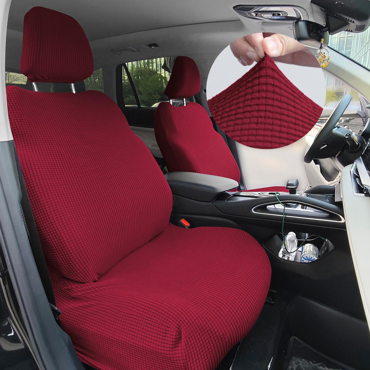 Solid Color Car Front Seat Cover & Headrest Cover, Dustproof Elastic Car Seat Protector, Universal Interior Seat Cover for Car & SUV