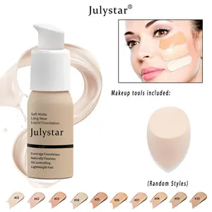 Julystar Soft Matte Long Wear Liquid Foundation With Free Beauty Sponge, Hydrating Oil-Control Buildable Coverage Base, 10 Shades Flawless Concealing Makeup for Summer Festival Grad Daily All Skin Tones