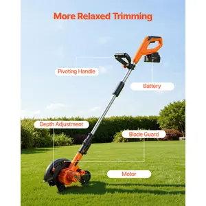 Rechargeable Cordless Lawn Edger 8.8" Blade 3 Depth Settings 4000mAh Battery with Charger, Fix Sloppy Uneven Lawn Edges, Lightweight Electric Yard Edging Tool for Driveway Sidewalk Walkway Garden