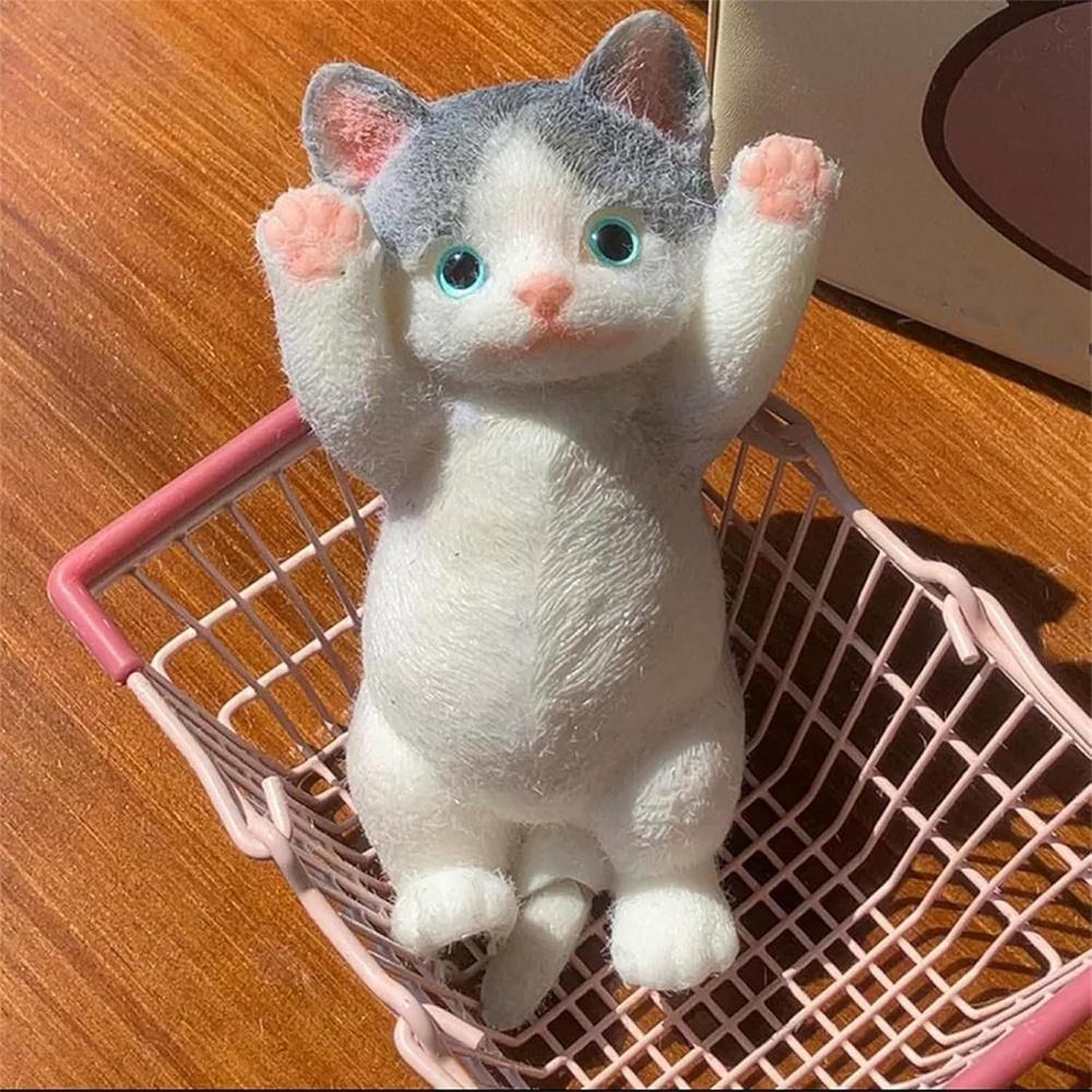 13CM Cute Taba Squishy Cat Fluffy Sticky Realistic Cat Stress Relieving Toy Simulation Cats Doll Squeeze Gift for Kids Adults