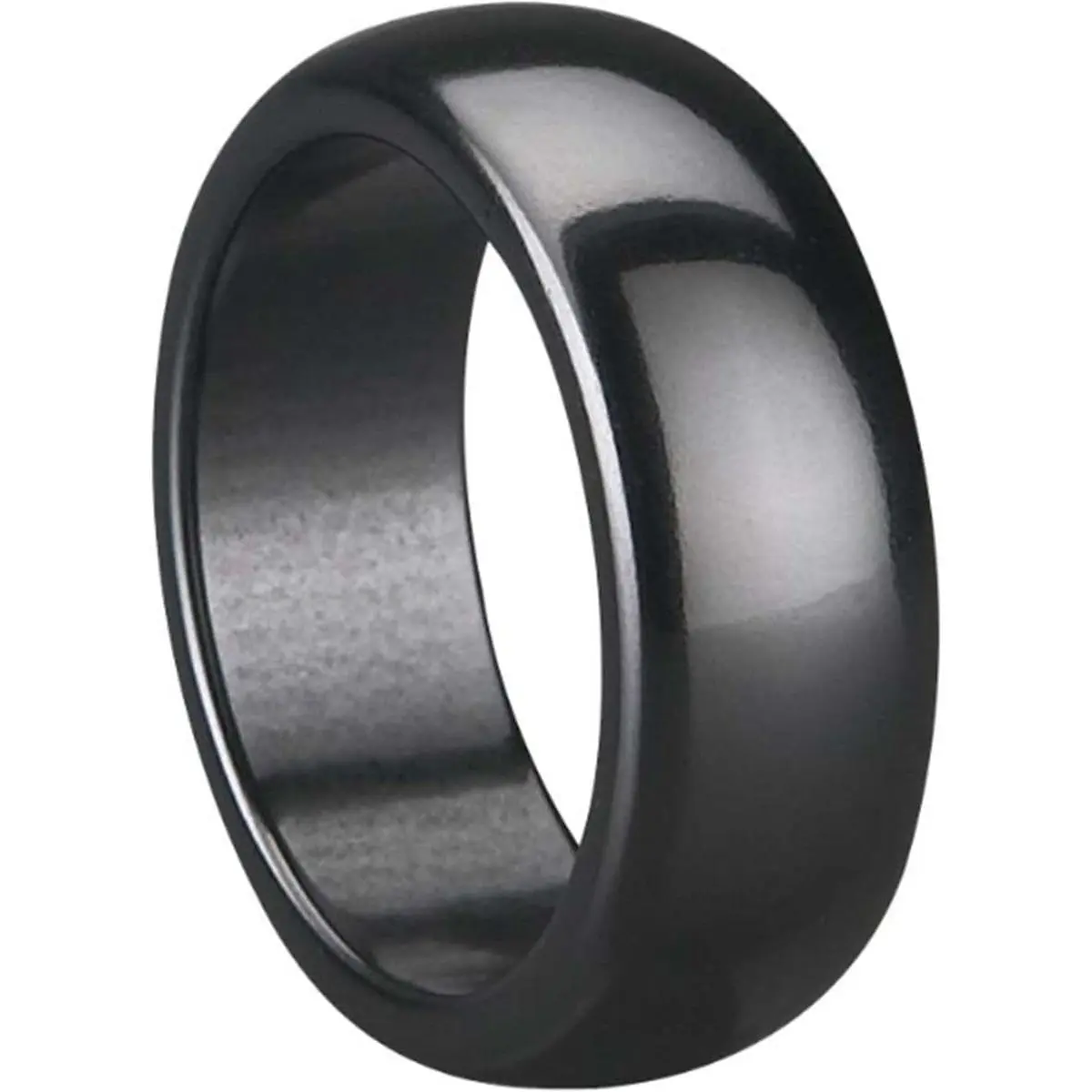 8mm Black White Ceramic Ring Plain Wedding Band