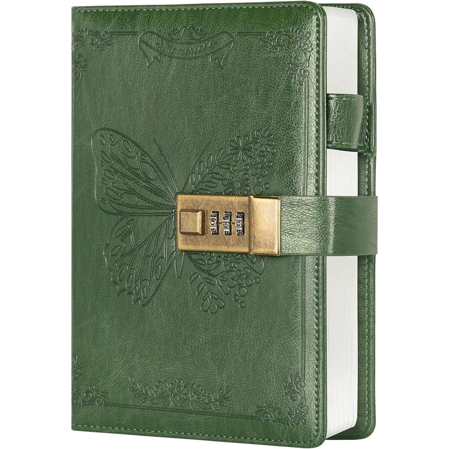 Diary with Lock, Leather Locking Journal for Women, Butterfly, A5 |  Lock Diary for Gifts, Personal Organizers with Lockable Password, Pen Holder&Bookmark, 224 Pages, PU