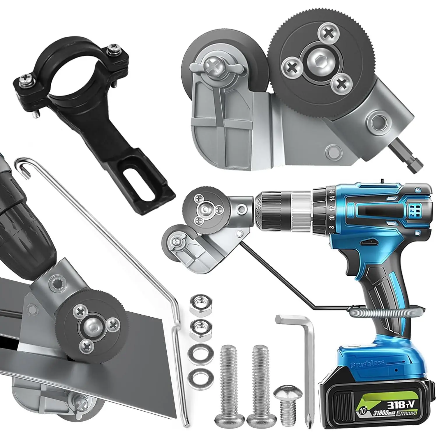 Metal Cutter Sheet Metal Cutter Drill Attachment, Electric Drill Nibbler Shears, Heavy Duty Cutting Tool Adapter for Iron, Aluminum, Steel, DIY and Professional Use