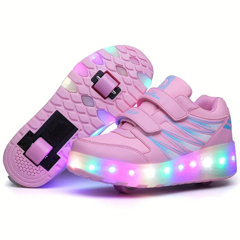 New Student Boys' And Girls' Trendy Breathable Two-Wheeled Roller Shoes Led Luminous Sports Shoes Ice Skates Outdoor Sports Roller Shoes Boys And Girls