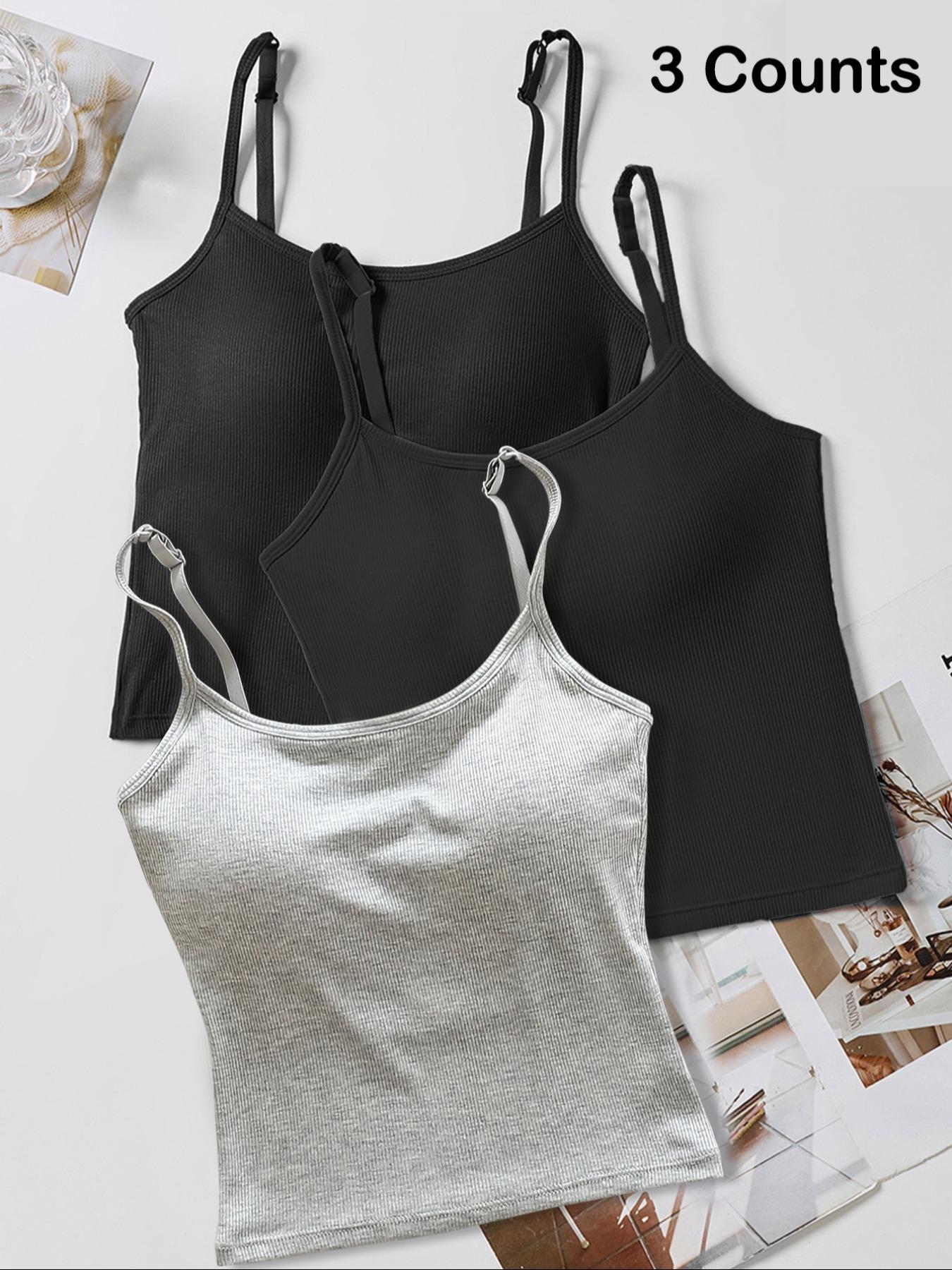 Women's Solid Ribbed Cami Top, Fitted Casual Sleeveless Crop Top for Daily Wear, Ladies Underwear for Summer Women's Solid Ribbed Cami Top, Fitted Casual Sleeveless Crop Top for Daily Wear, Ladies Underwear for Summer