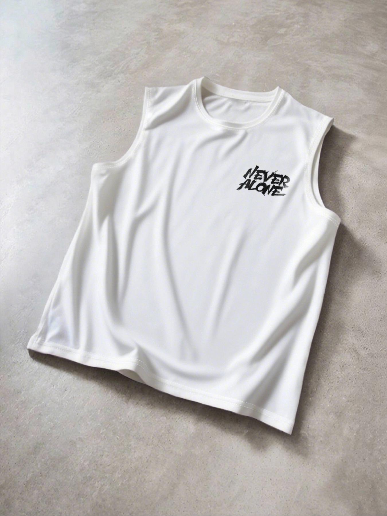 Men's Sleeveless Muscle Fitness Tank Top, Fashion Letter Print Casual Vest, Breathable Summer Underlayer Shirt, Comfortable Sportswear, Activewear, Sleeveless Gym Tops