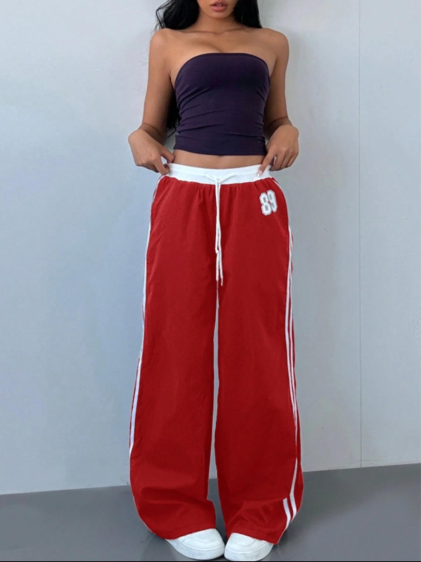 Women's Striped Side Sweatpants, Casual Comfy Wide Leg Trousers for Daily Wear, Ladies Bottoms for All Seasons Pants, Athleisure Style Bottoms