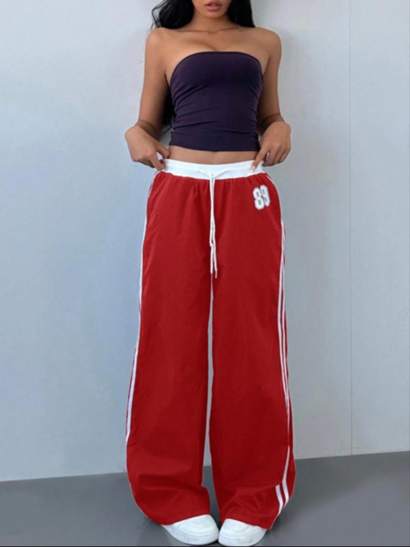 Women's Striped Side Sweatpants, Casual Comfy Wide Leg Trousers for Daily Wear, Ladies Bottoms for All Seasons Pants, Athleisure Style Bottoms
