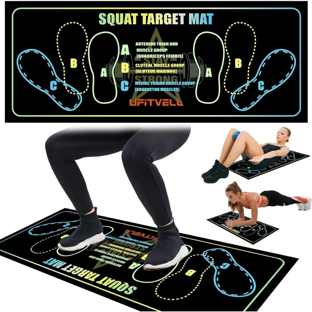 Sports Pilates Squat Pad 13.8 X 31.5inch, Non-Slip Large Squat Mat, Ideal for Leg and Abdominal Exercises, Perfect for Resistance Band Users