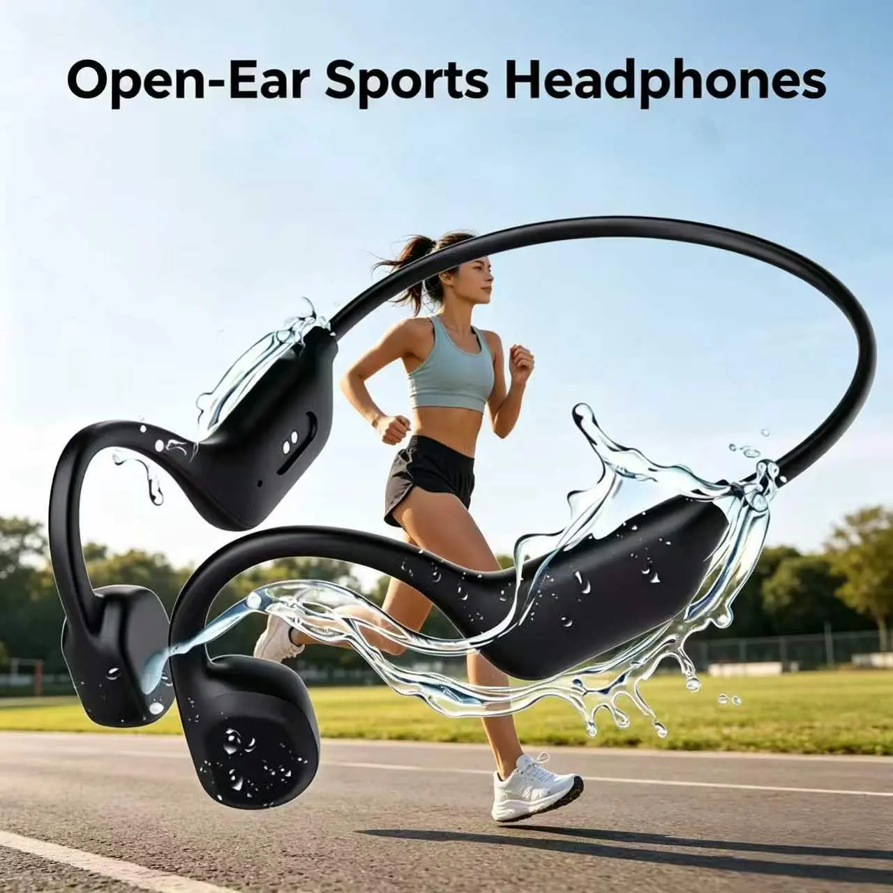 Wireless Bone Conduction Earphones, Open Ear Wireless Gym Headphones Waterproof Sweat-Resistant Lightweight Versatile Sports Earbuds, Ideal for Running, Cycling, Hiking, Driving, Bone Conduction Tech