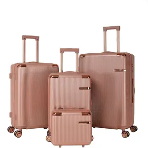 Luggage Sets 4 Piece with Cosmetic Case TSA Lock, Hardside ABS Carry On Suitcase with YKK Zippers Lightweight Rolling Travel Luggage Sets with Spinner Wheels,14+20+24+28 IN,Rose Gold