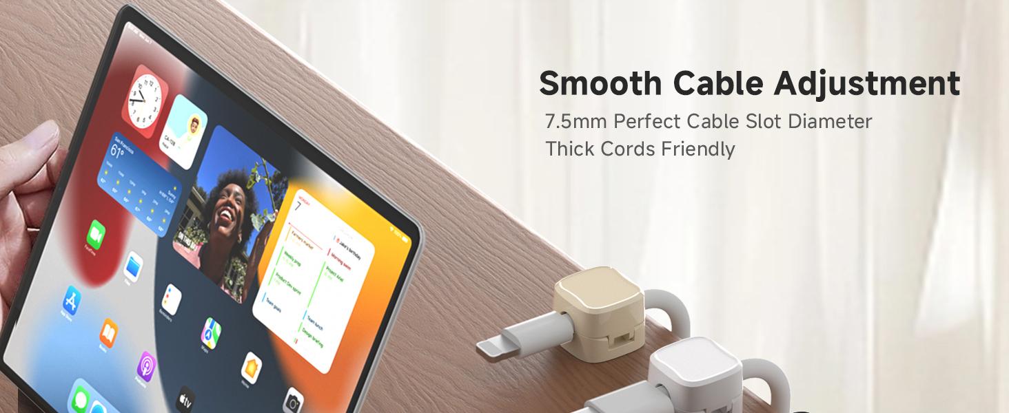 Magnetic Cable Clips, Adjustable Cord Holder Management, Adhesive Wire Keeper Organizer for Home Office Desk Phone PC Car Wall Desktop Nightstand Appliance (6-Pack Crystal Multicolor)