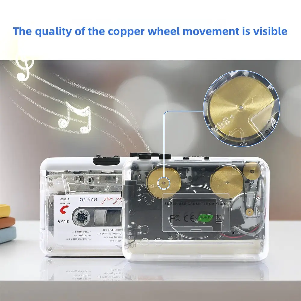 Transparent Copper Wheel Movement Tape Converter, Stereo Retro Walkman Amazon Cross-Border Cassette Player