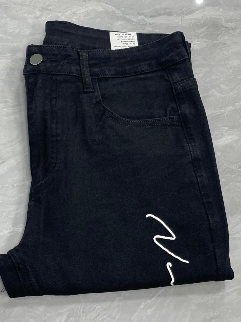 Men's Regular Fit Letter Print Flare Leg Jeans, Street Fashion Casual Comfy Denim Pants for Daily Wear, Mens Bottoms for All Seasons