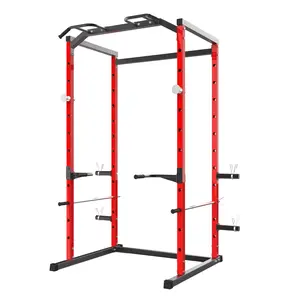 Power Cage, 1100Lbs Multi-Function Power Rack with Pull-Up Bar & Adjustable Safety Bars, Bench Press Rack, Squats Cage, Smith Machine for Home Gym