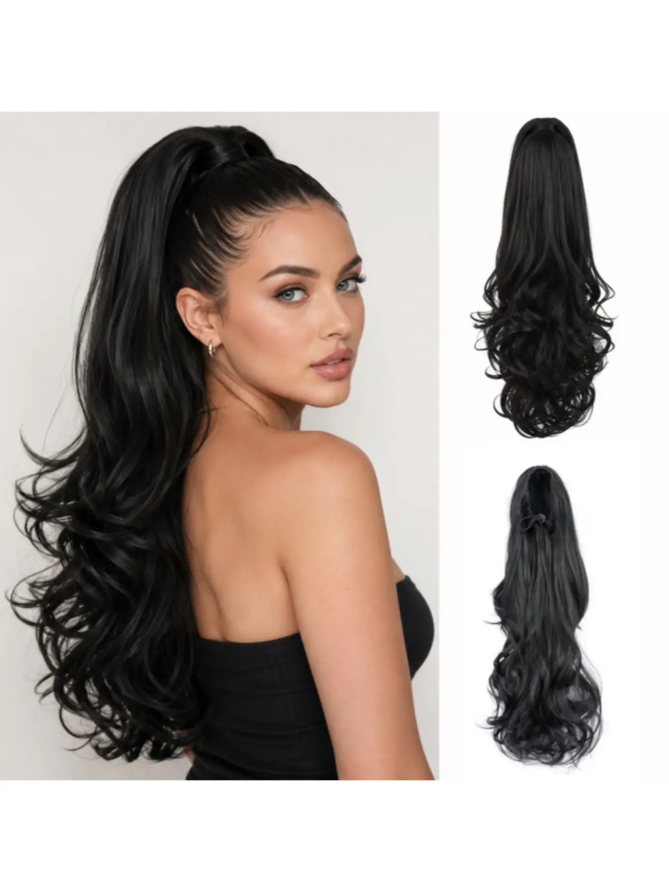 22 Inch Drawstring Ponytail Extension for Women | Long Body Wave Synthetic Hair | Natural Looking | Multi Colors