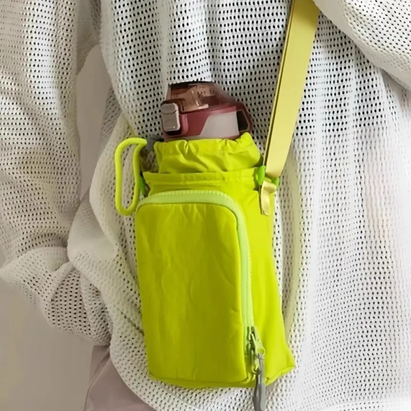 Lightweight Crossbody Water Bottle Bag: Multi-Layer Phone & Umbrella Pouch for Sports, Students, and Outdoor Travel, Adjustable, Compact, Insulated, Active Lifestyle, Water Proof, Daily Commuters, Tumbler, Music, Travel Stuff, Comfortable Fit, Gym, Hikers