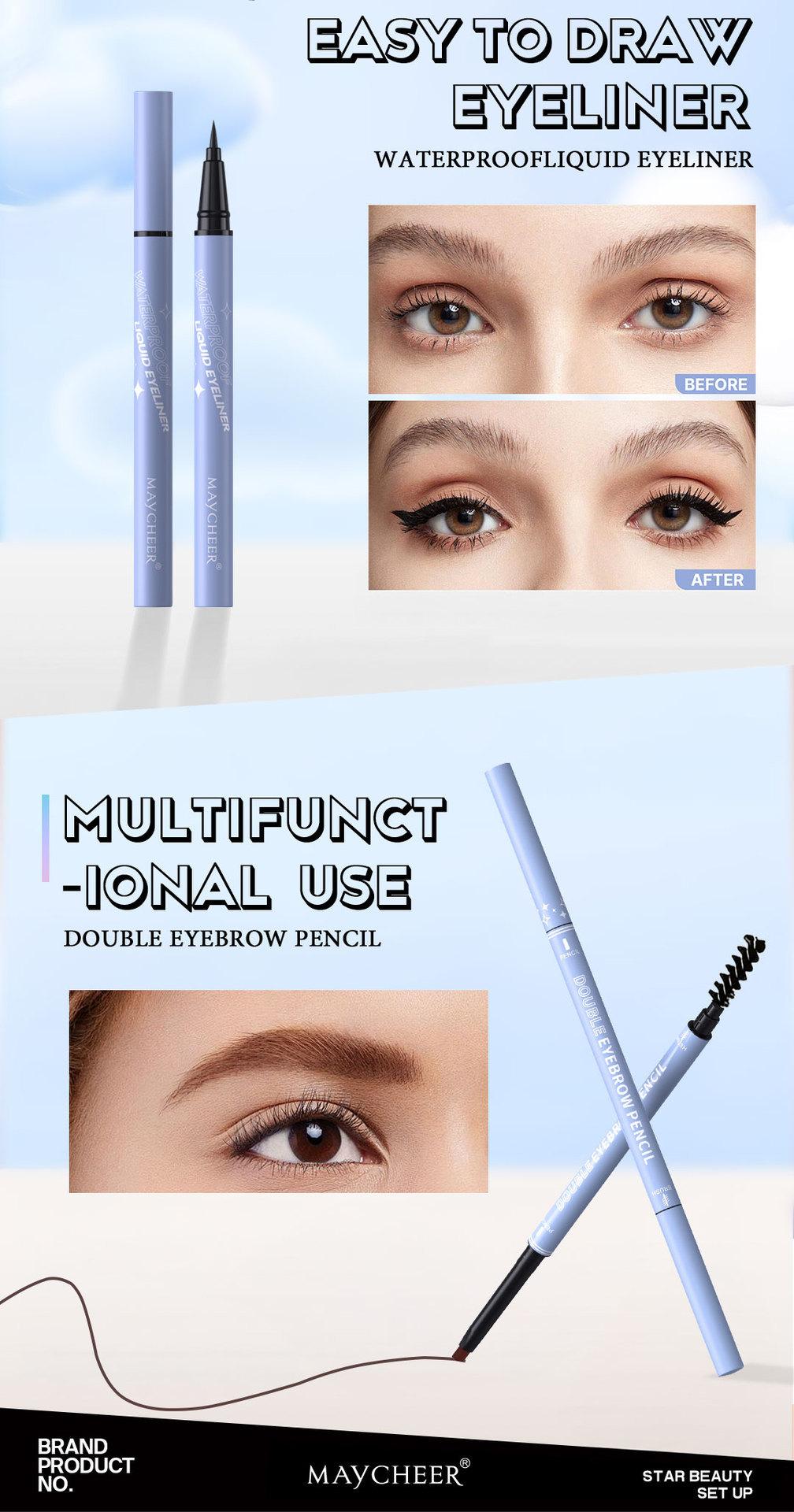 MAYCHEER Heart-to-Heart Beauty Makeup Set: Lipstick, Lip Gloss, Eyeliner, Eyebrow Pencil, Foundation, Powder Set