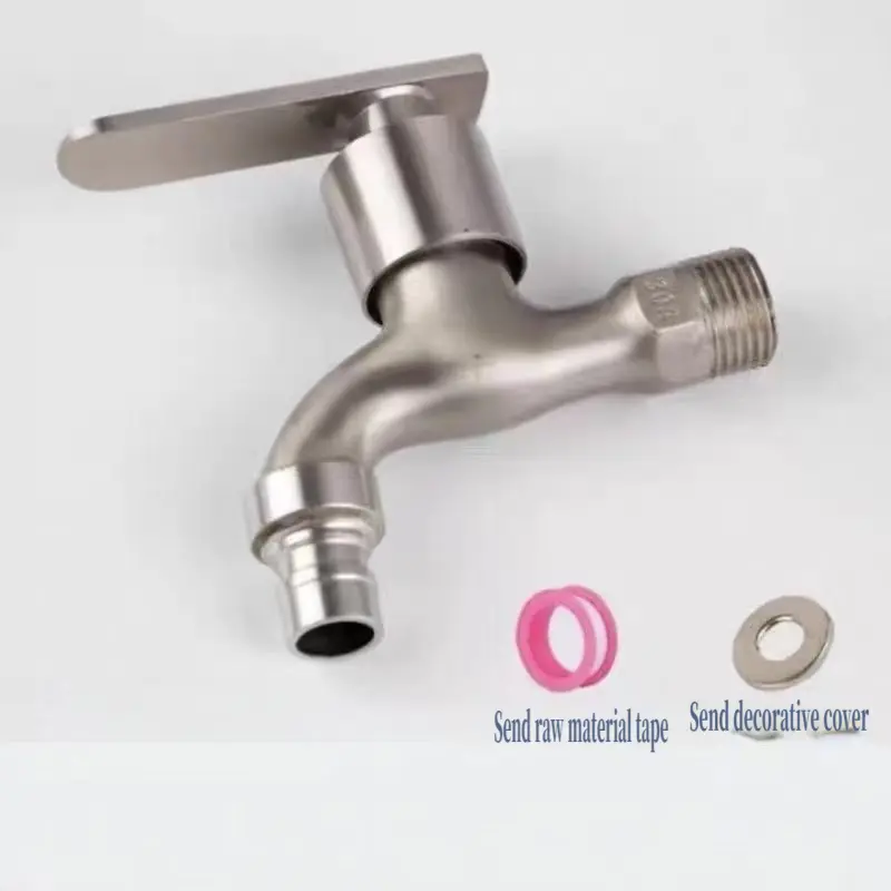 304 stainless steel faucet, paired with raw material washing machine connection faucet, stainless steel faucet for household kitchen and bathroom, outdoor garden faucet, quick opening needle faucet, Water Faucet