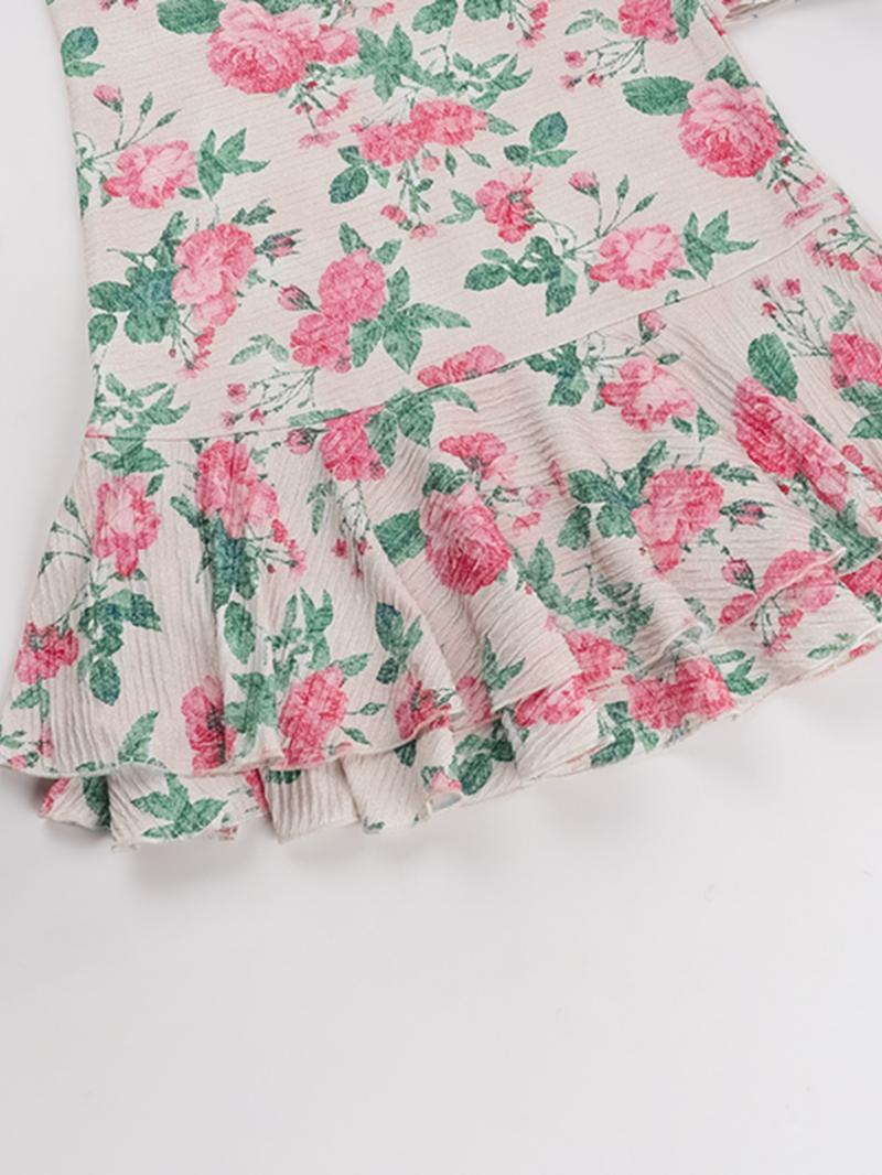 Styles by Faith Howard Women's Floral Print Ruffle Hem Bodycon Dress, Elegant Mock Neck Long Sleeve Gown for Party Holiday Wedding Guest, Ladies Fall & Winter Clothes, Elegant Dresses