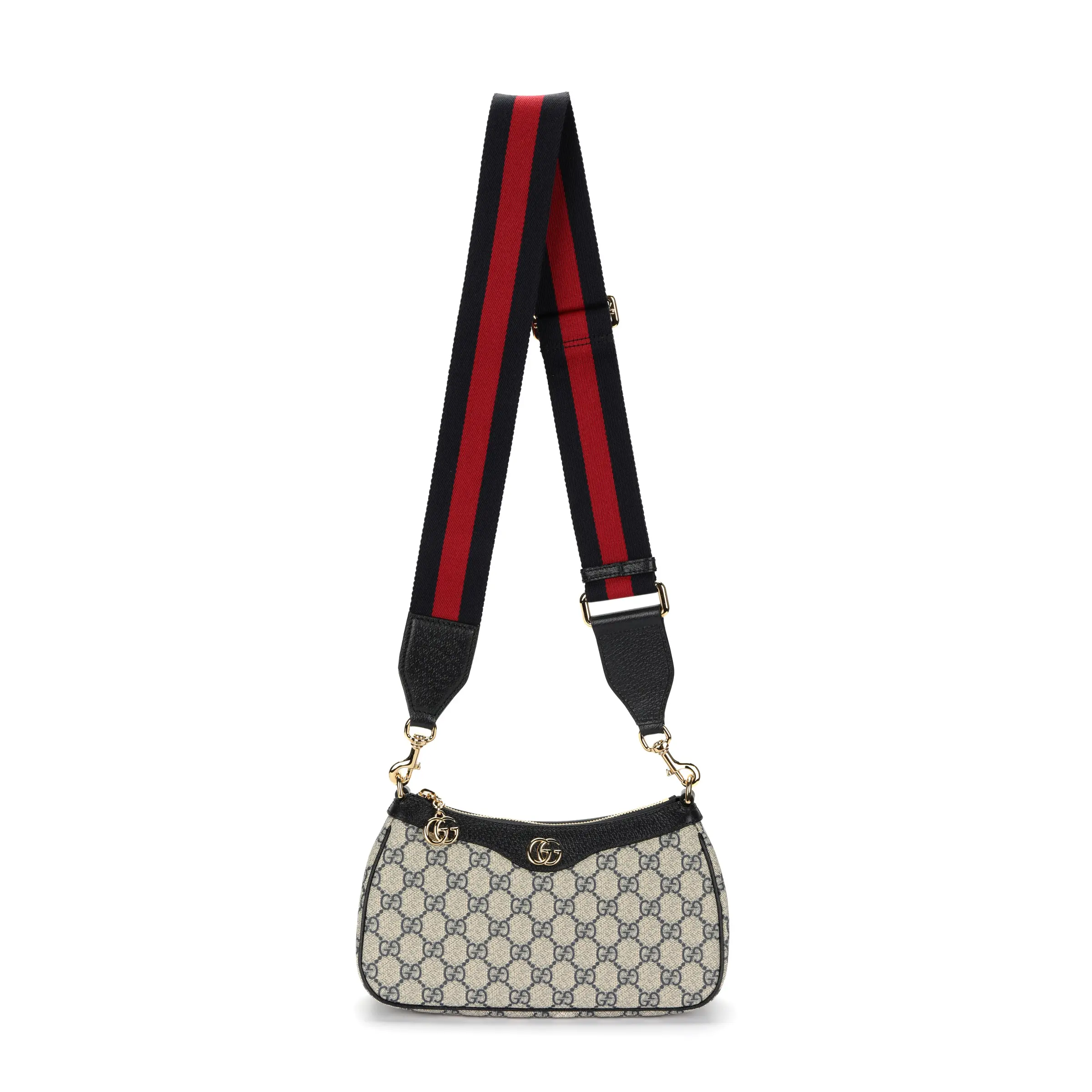 Gucci Ophidia Small Crossbody Bag for Women – Beige and Blue GG-Monogram Canvas with Leather Trim