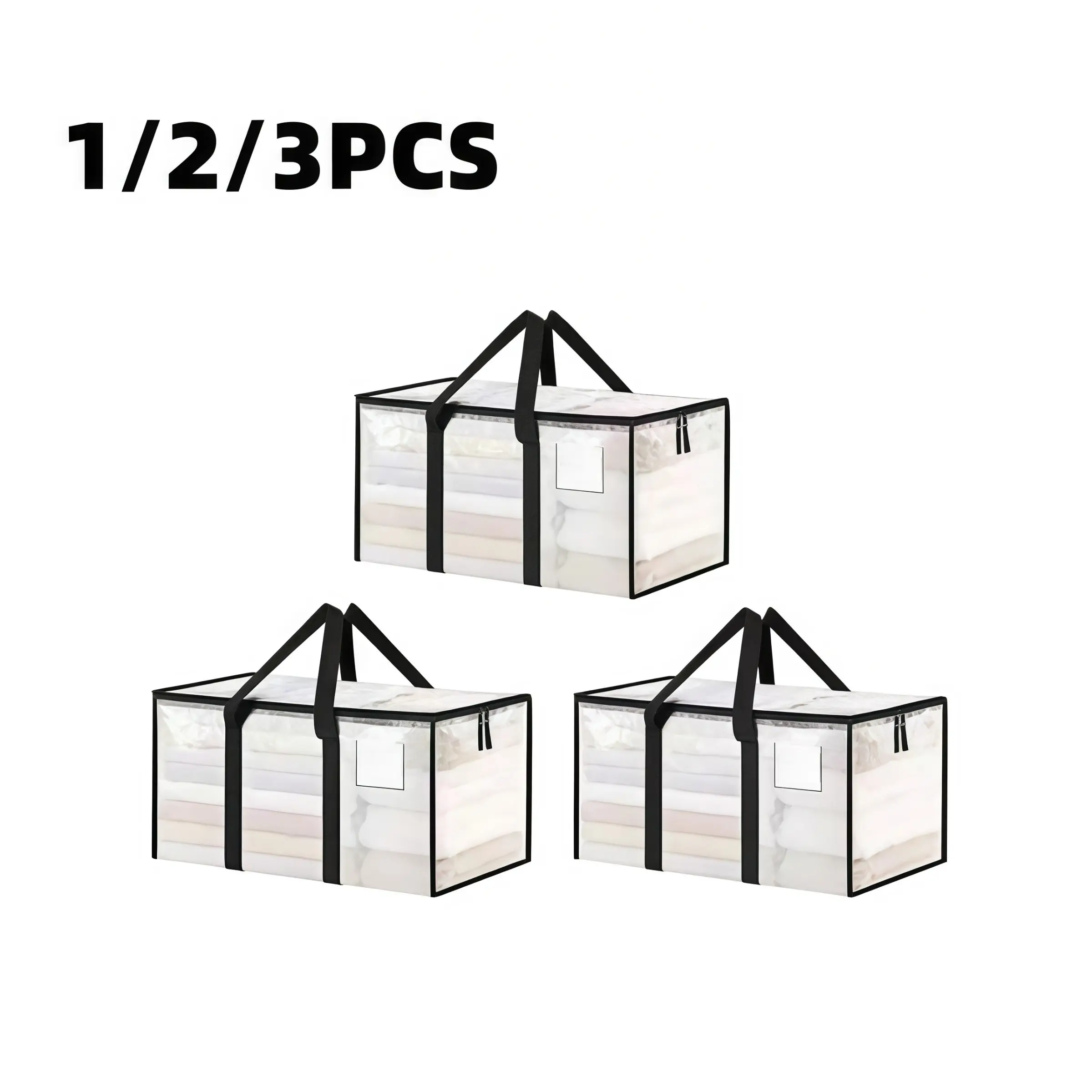88L Large Transparent Storage Bag, Waterproof Moving Bag, Thickened Handle, Clothes and Bedding Organizer, Durable Pe Material, Waterproof Organizer Bags