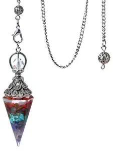 Natural Crystal Pendulum Pendant, Vintage Three Moon Six Cone Rhombus, Yoga Meditation Tuning Fork, Random 1pc/set, Daily Use